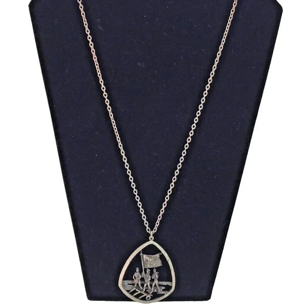 Vintage Estate Statement Necklace 1776 Patriotic Silver Tone 24"